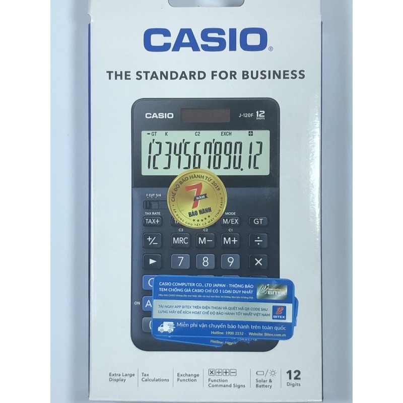 Máy Tính Casio J120F màn hình 12 số, bảo hành 7 năm chính hãng