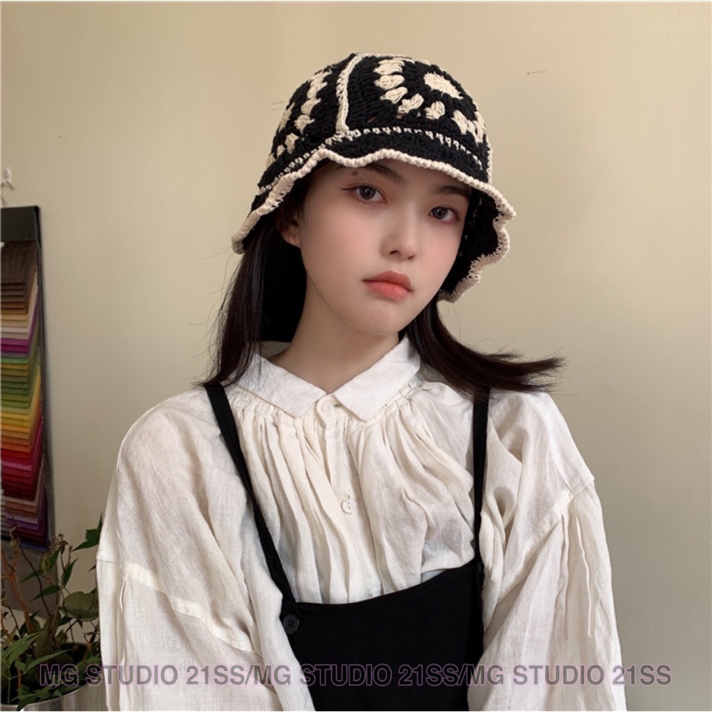 Mũ tai bèo MG STUDIO đan thủ công hợp thời trang có 5 màu tùy chọn