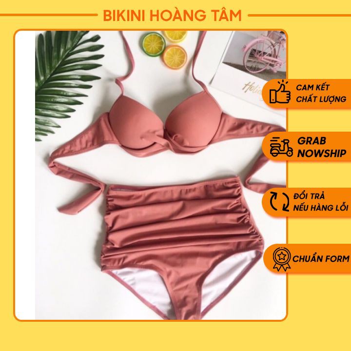 Bikini biển 2 mảnh ❤️ Freeship ❤️ Bộ đồ bơi nữ gọng xoắn, kèm quần cạp cao nhún | BigBuy360 - bigbuy360.vn