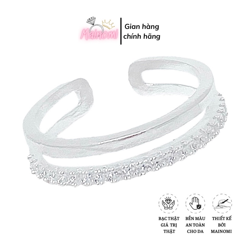 Nhẫn kép freesize hàng đá hàng trơn độc đáo Mainomi Shop Bạc Xinh sang xịn