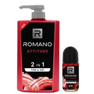Tắm gội 2in1 Romano Attitude 650ml+Lăn khử mùi 50 ml