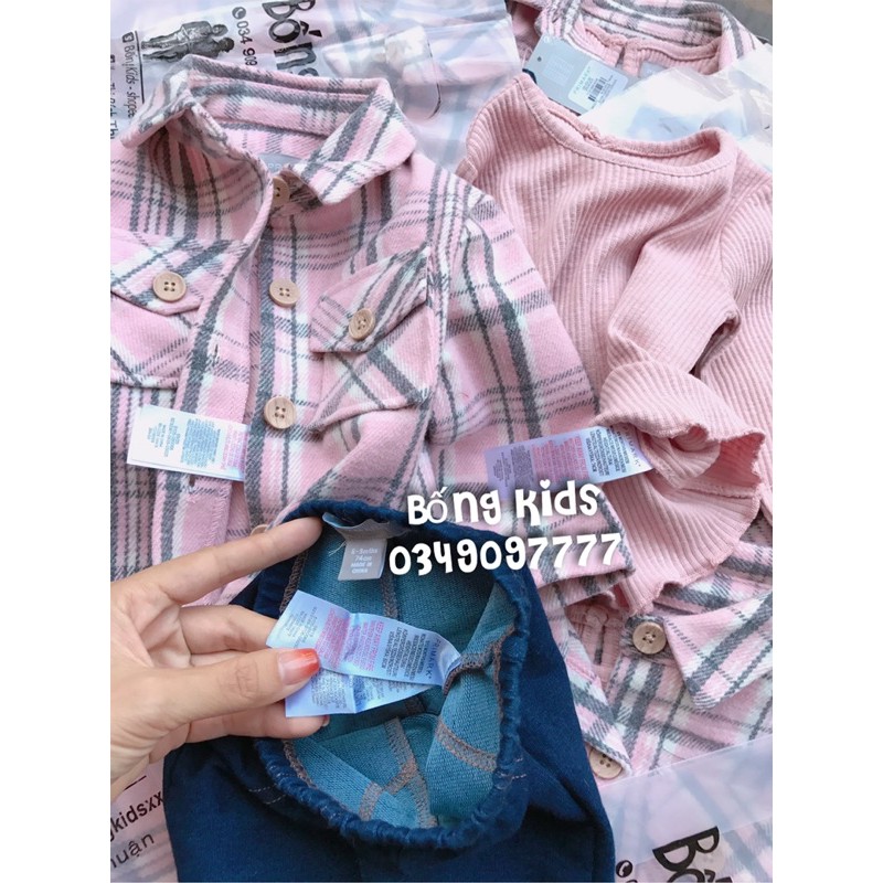 Set 3 Món Bé Gái Kẻ Gingham Hồng PR