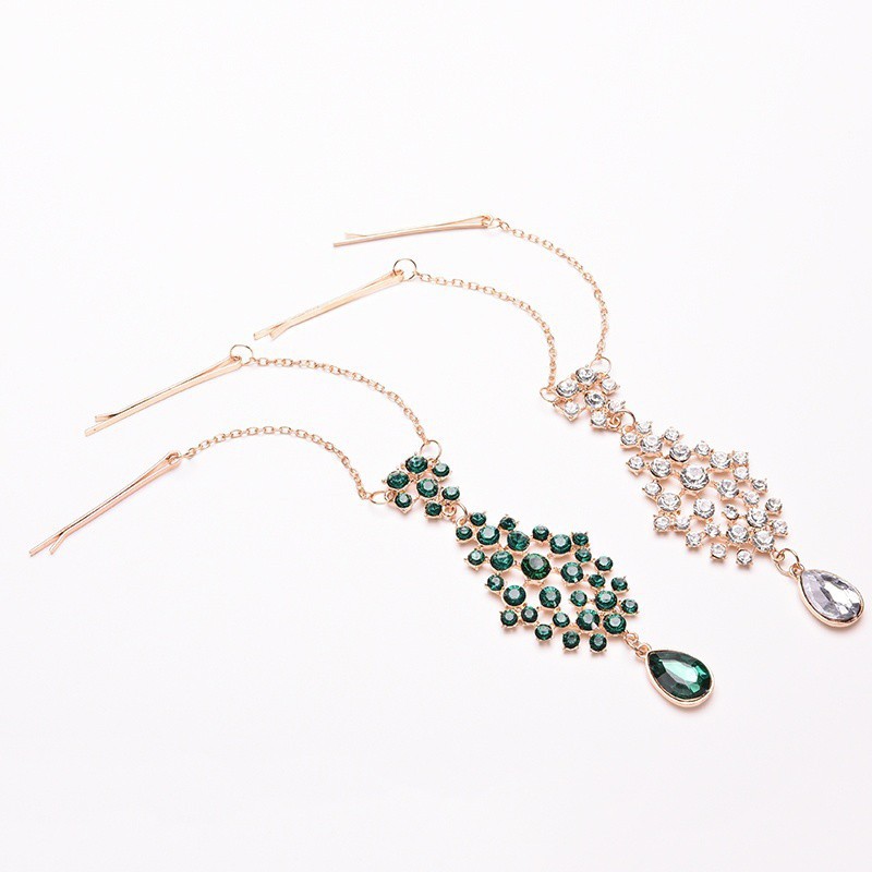 Phụ kiện kẹp tóc đính đá lủng lẳng thời thượng cho nữ