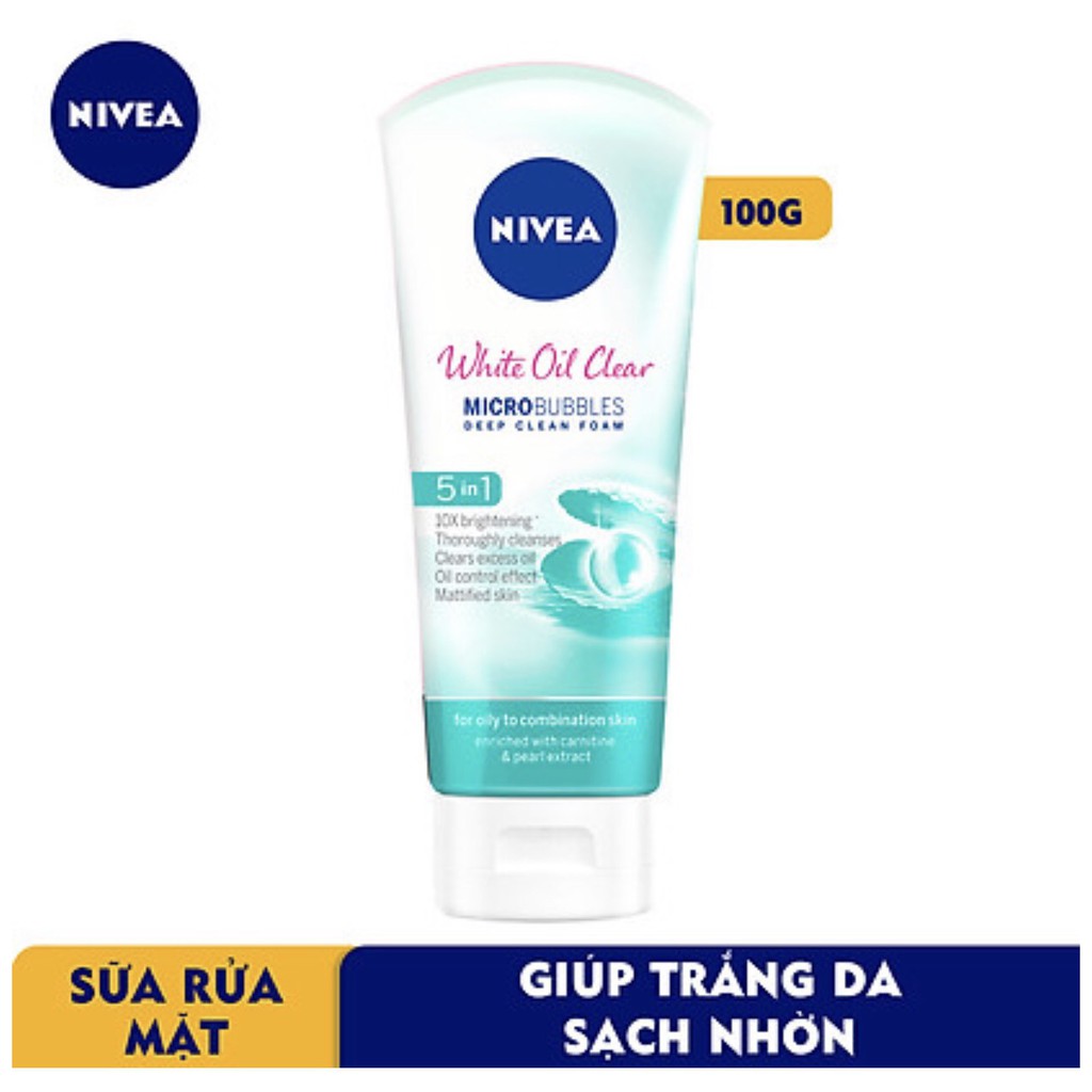 Sữa rửa Mặt NIVEA White Oil Clear giúp trắng da sạch nhờn (100ml)