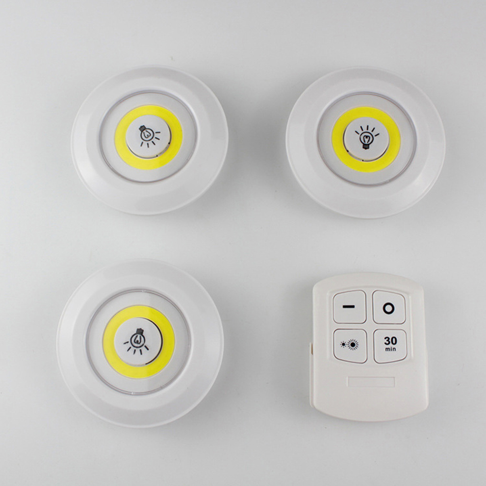 Bộ 3 bóng đèn LED điều khiển từ xa có thể điều chỉnh độ sáng - Đèn tủ, đèn nhà bếp, đèn cầu thang siêu sáng