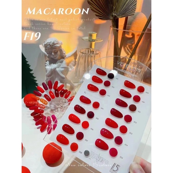 sơn gel vendeeni đỏ set 15 màu kèm bảng màu mã F19