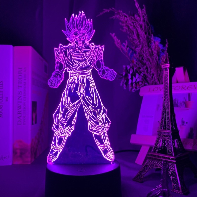 Đèn Ngủ Led 3d Anime Songoku Bảy Viên Ngọc Rồng Dragonball 16 Màu Có Remote Điều Khiển