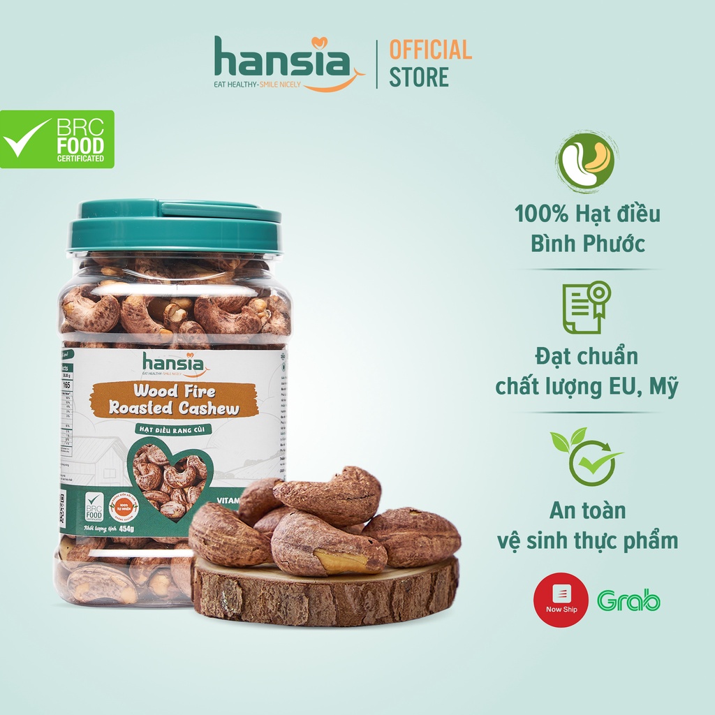 Hạt Điều Rang Muối Organic HANSIA Vị Tự Nhiên Thơm Ngon, Bổ Dưỡng, Không Chất Phụ Gia, Hạt To, Đều Hộp 250g - 454g