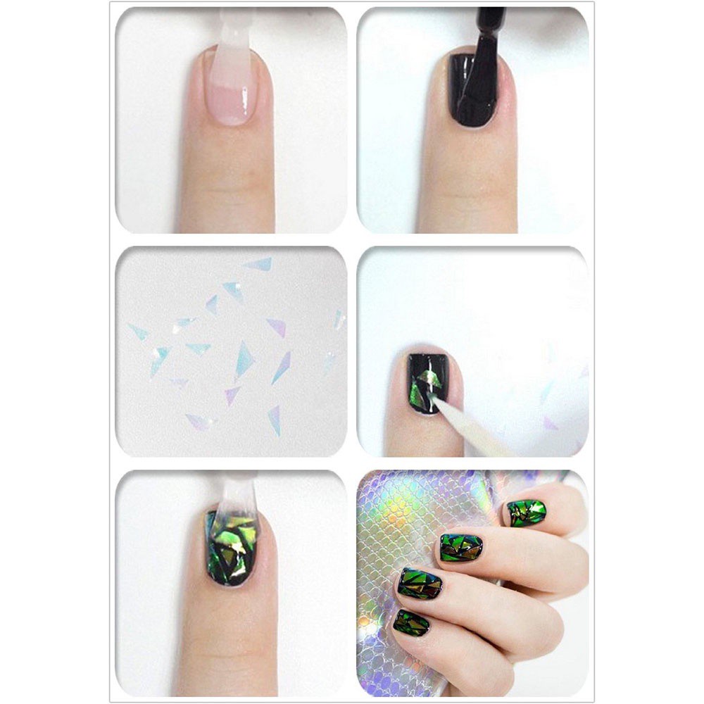 Set 10 Miếng Dán Móng Tay Chuyển Đổi Màu Sắc Phản Quang