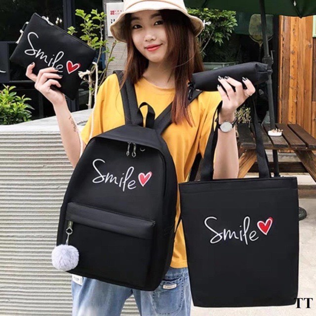 Balo 4 món thời trang sinh viên học sinh - Smile
