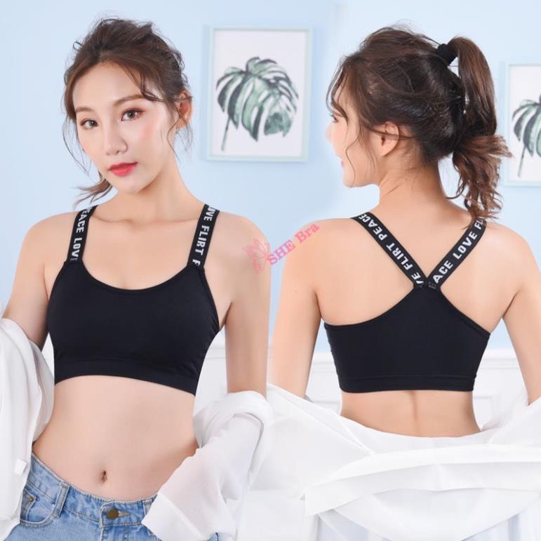 [Sale] Áo Lót Nữ Cao Cấp Dây Chữ Trẻ Trung Không Gọng Chất Cotton Mút Mỏng Mềm Mại ALO04