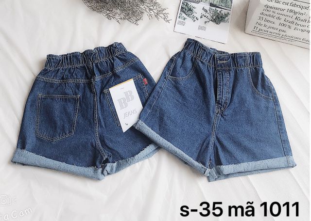 Quần Short Nữ Jean Lưng Thun Có Dây Kéo Size Nhỏ Đến Size Đại MS1011