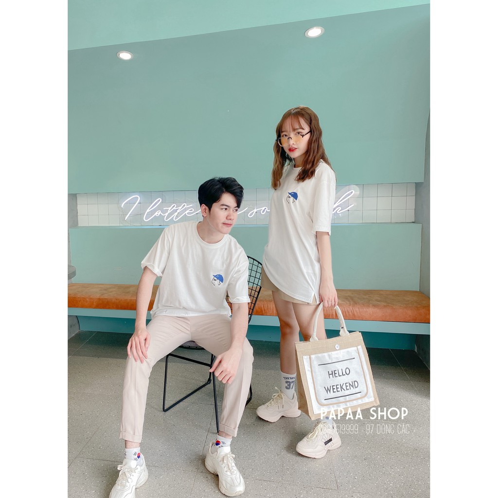 Áo phông nam nữ Hàn Quốc unisex hình Cậu bé đội mũ 138 PAPAA SHOP