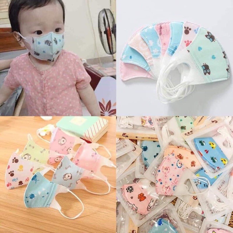 Set 5 khẩu trang và 10 khẩu trang cute (có size) cho bé