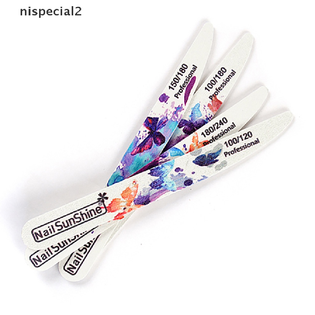 [nispecial2] 4Pcs/Lot Wooden Nail Files Butterfly Printed Strong Sandpaper White Wood Files [new]