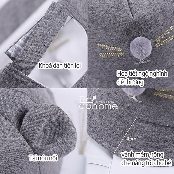 Mũ nón lưỡi trai chuột dễ thương cho bé trai, bé gái 6-18 tháng POCO HOME thiết kế tai thỏ đáng yêu cho bé Hot