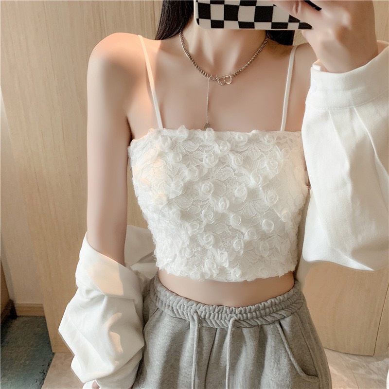 Áo Bra Hai Dây Ren Hoa Hồng Nổi Mẫu Mới Siêu Sang Chảnh