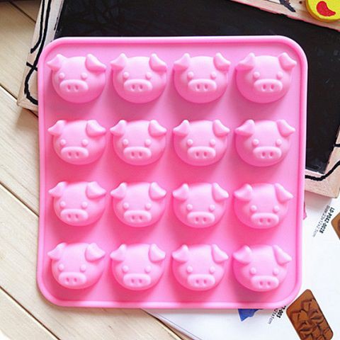 Khuôn silicone 16 chú heo đổ rau câu, nướng bánh