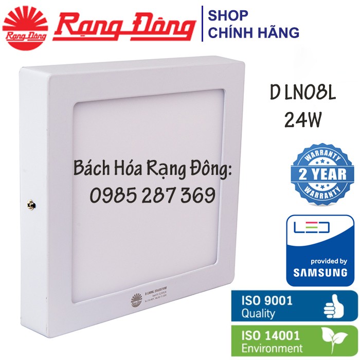 Đèn LED Ốp Trần Vuông Rạng Đông 24W, Samsung ChipLED, Model: D LN08L 30x30/24W