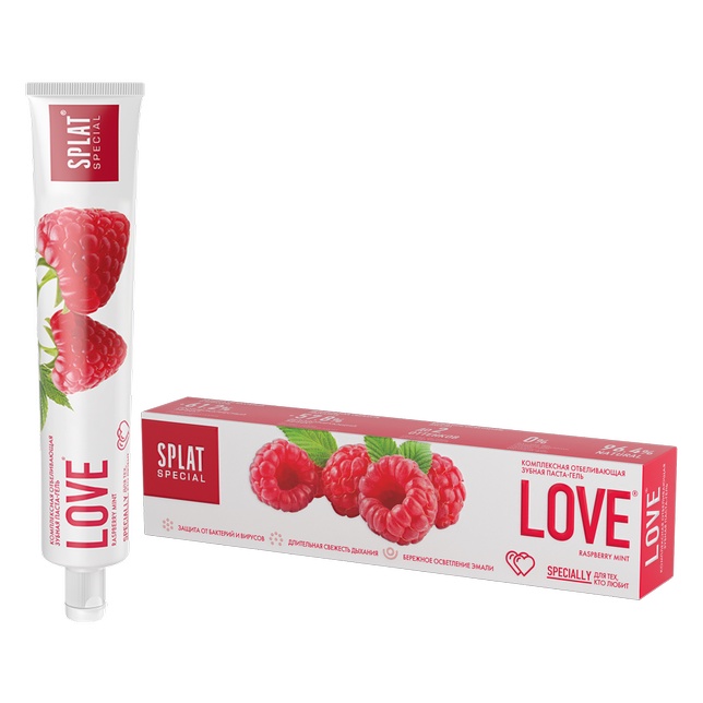 Kem Đánh Răng Cho Hơi Thở Thơm Mát SPLAT Love Special series Dạng Gel Vị Quả Mâm Xôi, Làm Sạch Mảng Bám 75ml