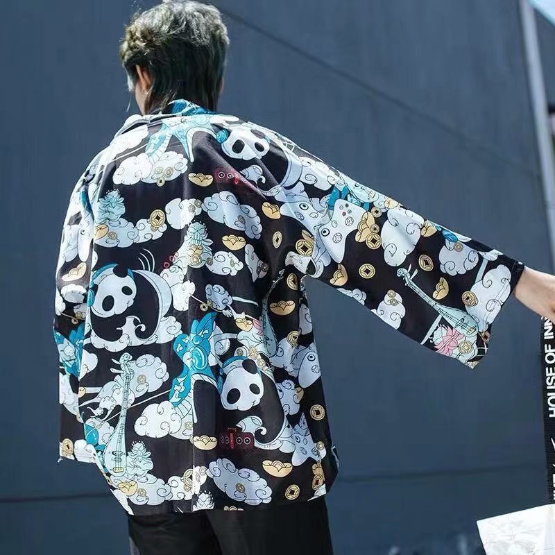 Men's Short Sleeve Shirt With Cool Panda Print