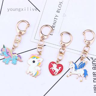 Móc khóa bằng kim loại hình kì lân cầu vồng độc đáo cho nữ