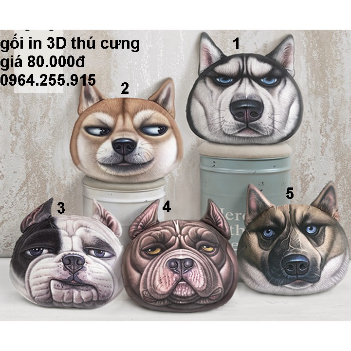 gối in 3D thú cưng (ngầu)