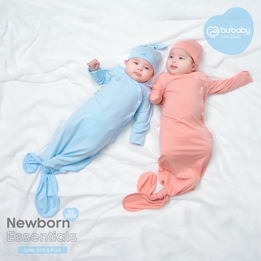 Body nút thắt dài tay Bambus Bubaby bé trai bé gái sơ sinh