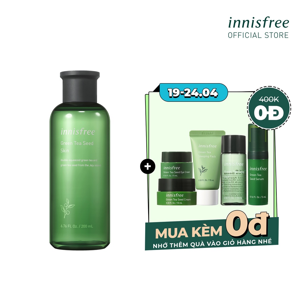 [Mã COSIF05 giảm 10% đơn 400K] Nước cân bằng độ ẩm innisfree Green Tea Seed Skin 200ml