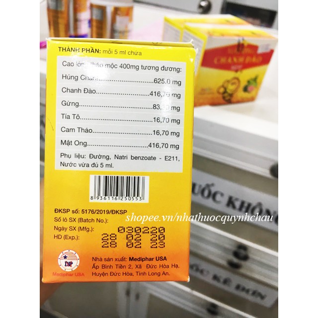 Siro MẬT ONG CHANH ĐÀO - bổ phế, giảm các triệu chứng ho, làm ấm đường hô hấp