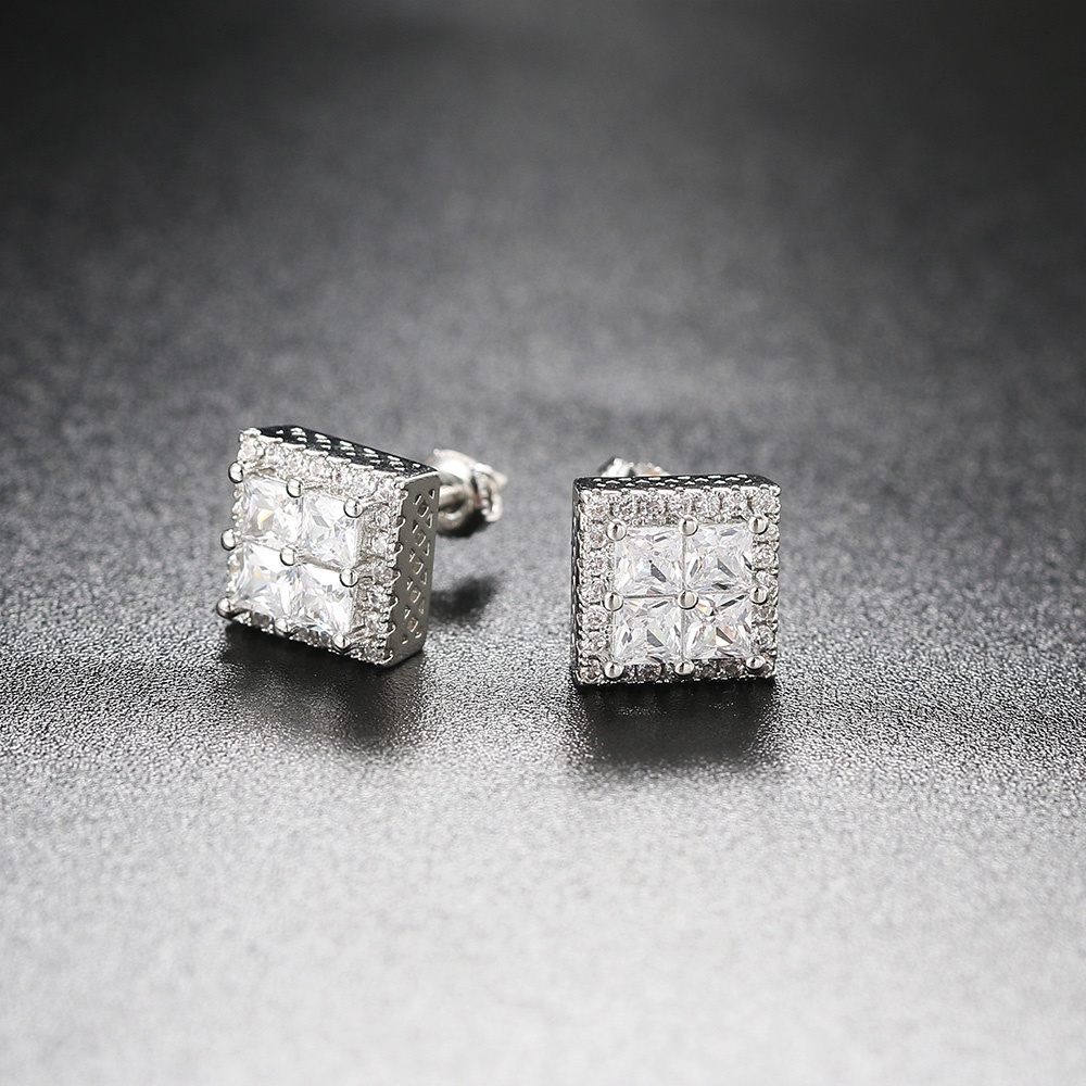 Khuyên Tai Hình Vuông Đính Đá Zirconia Thời Trang Cho Nam OHE132