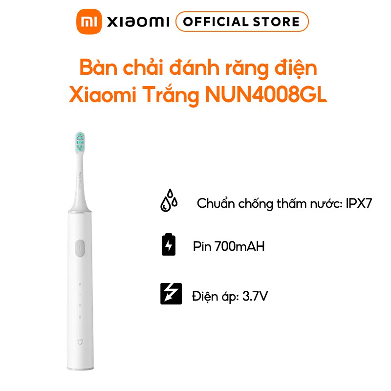Bàn chải đánh răng điện Xiaomi Trắng NUN4008GL - Hàng chính hãng - Bảo hành 12 tháng
