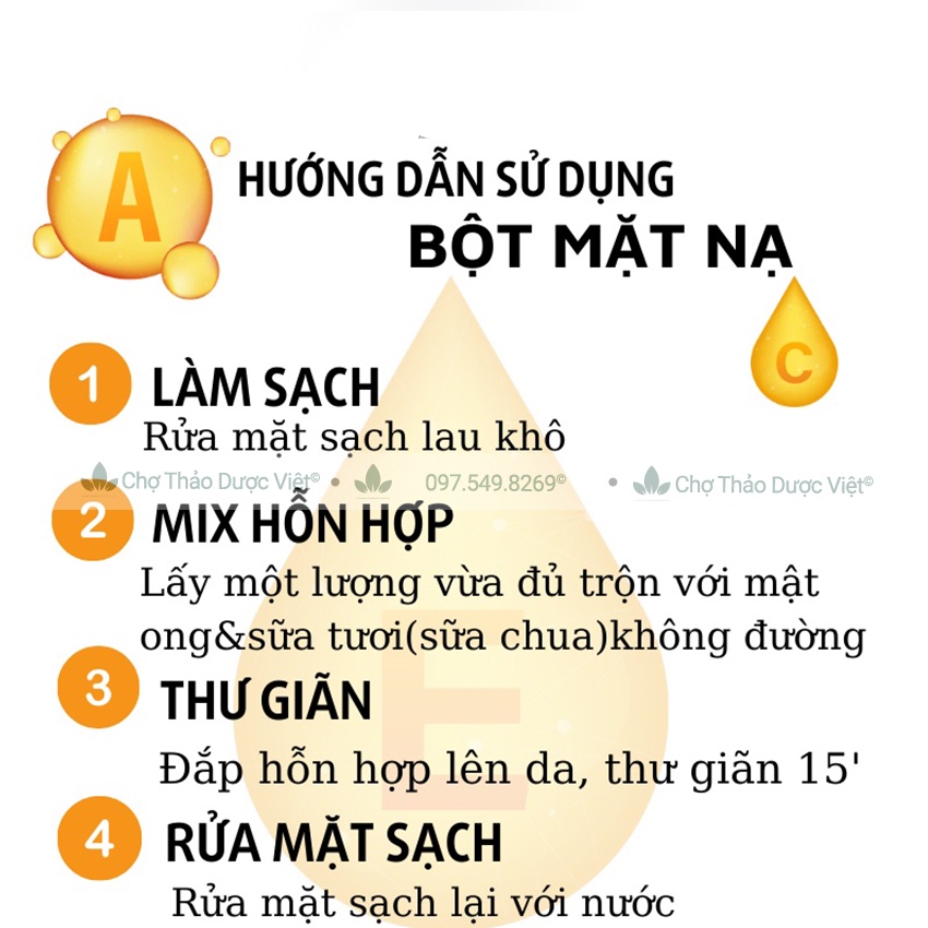 Set 10 loại bột sáng da, điều màu (Bột hữu cơ, dưỡng trắng da, mờ thâm sạm, chống lão hóa) - Chợ Thảo Dược Việt