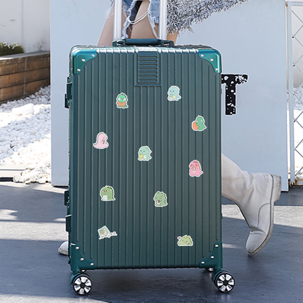 Set 50 Miếng Dán Trang Trí Cốc Nước / Điện Thoại Hình Khủng Long Hoạt Hình Chống Thấm Nước