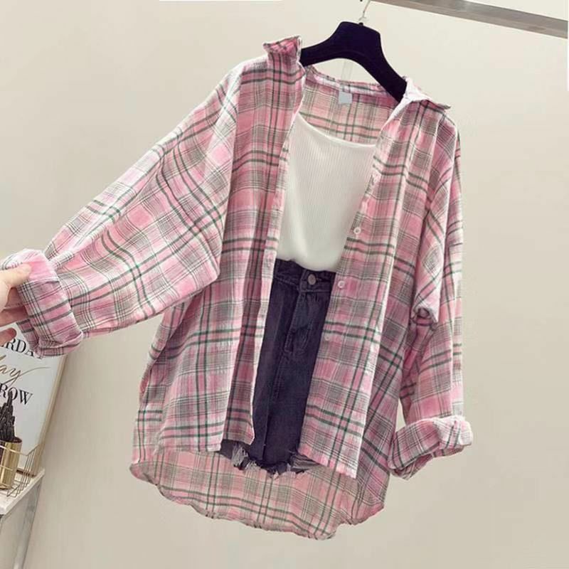 Áo Khoác Sơ Mi Nữ Tay Dài Sọc Caro Ulzzang Giá Rẻ