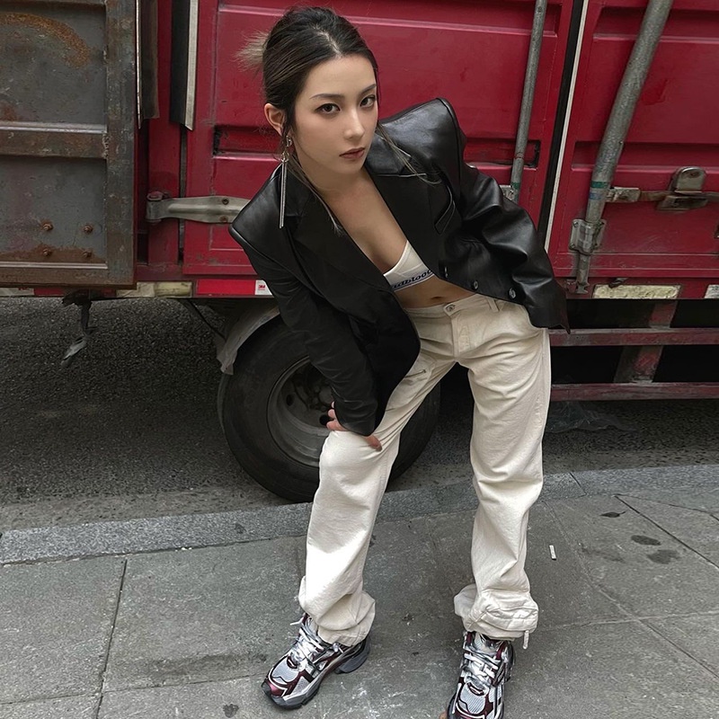 Áo Khoác Gió Tay Dài Phối Nút Thời Trang Đường Phố Cho Nữ