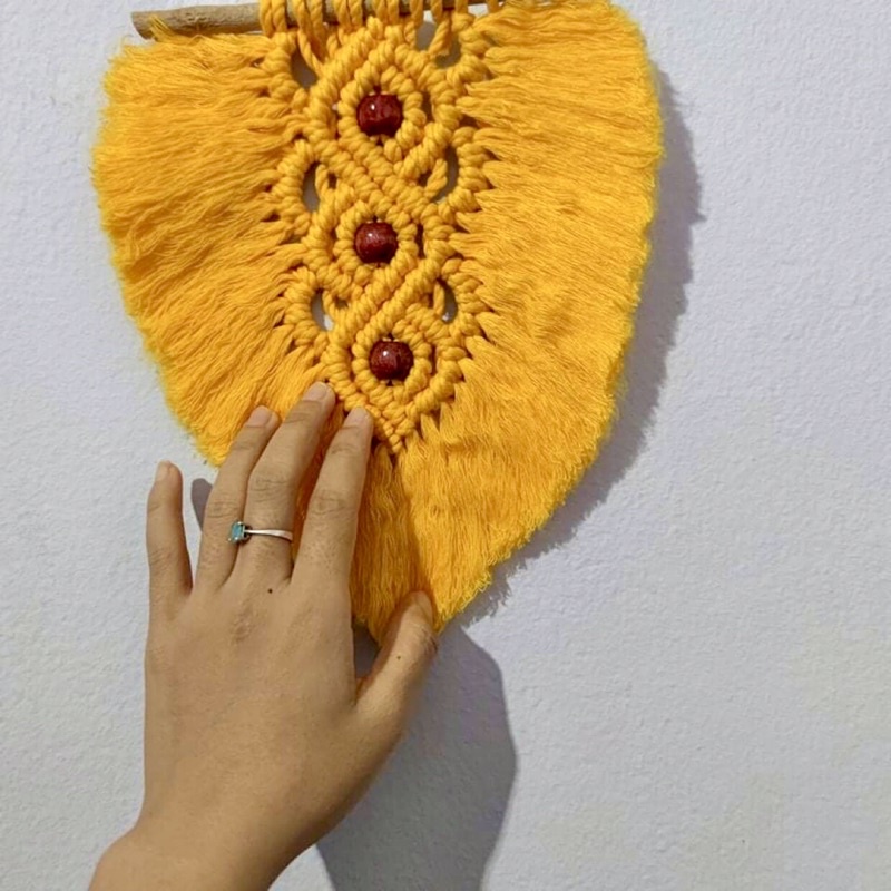 Hình lá handmade nghệ thuật Macrame trang trí tường