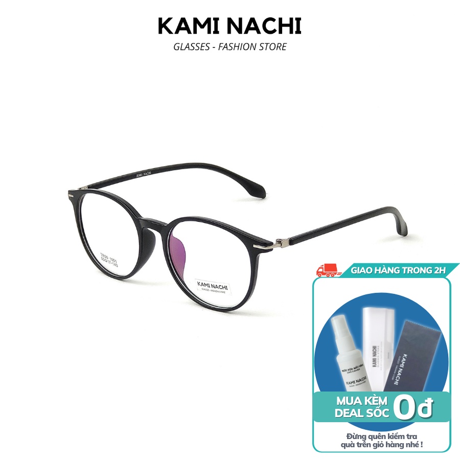 Gọng kính thời trang nam nữ KAMI NACHI dáng tròn phong cách đơn giản TR90.2019T [CÓ THỂ LẮP TRÒNG CẬN]