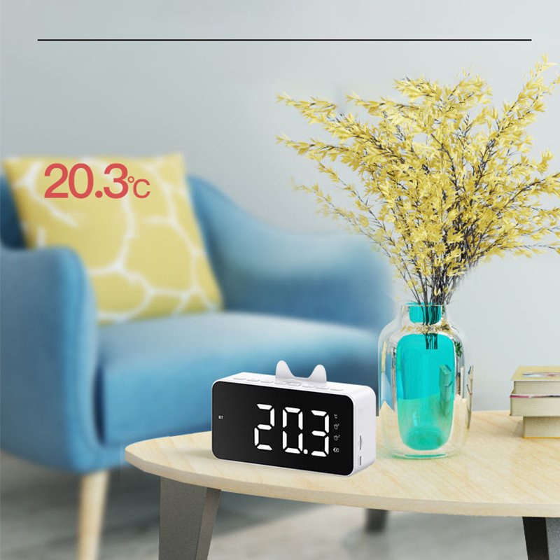 Loa bluetooth tai thỏ đồng hồ G5, loa mini không dây nghe nhạc làm đèn ngủ màn hình soi gương