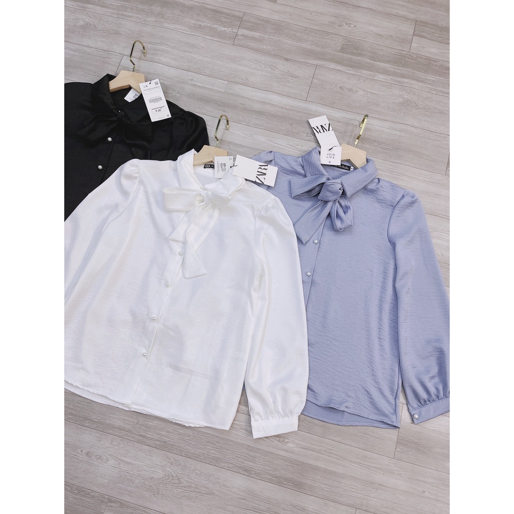 ÁO LỤA ZAR.A NƠ CỔ CÚC NGỌC 3M