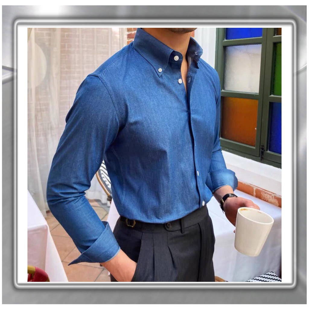Áo sơ mi bò, vải Denim cao cấp MARUSO tay dài, trẻ trung, chống nhăn thấm hút mồ hôi tốt MA-ADN01