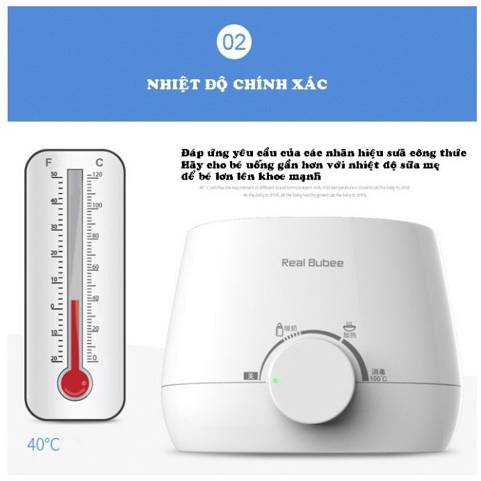 Máy hâm sữa 2 bình đa chức năng Realbubee ( tặng gắp và bộ dụng cụ vệ sinh bình sữa ) 4.9