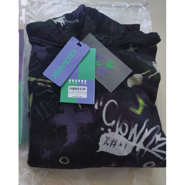 Hoodie Typography ClownZ trắng+tím "Chính Hãng"