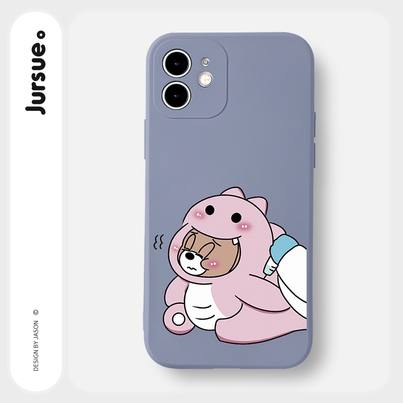 Ốp lưng JURSUE hoạt hình cặp đôi dễ thương đẹp cho iPhone 13 12 11 Pro Max SE 2020 X XR XS 8 7 ip 6S 6 Plus kute Y1915