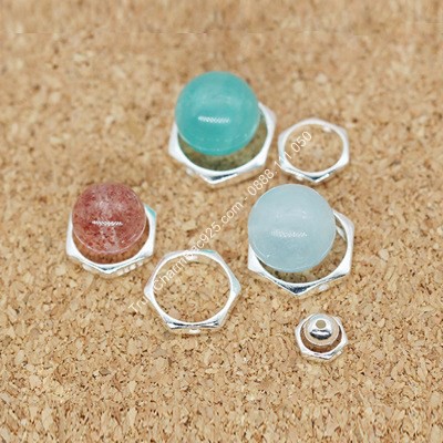 Charm bạc s925 bọc Lục giác Kiểu 2 CH007