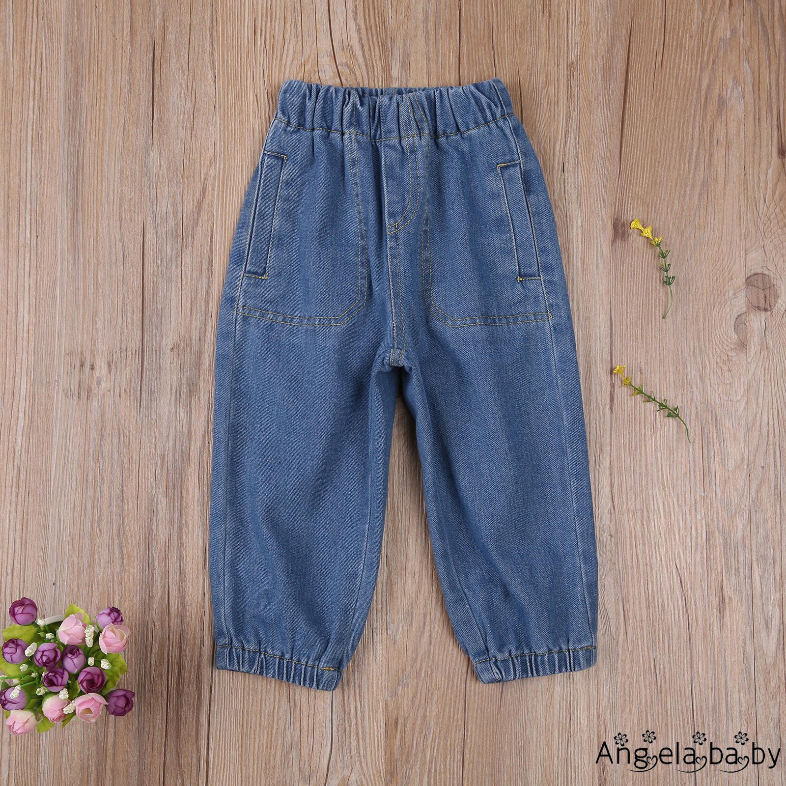 Quần Jeans Lưng Cao Có Túi Cho Bé Gái