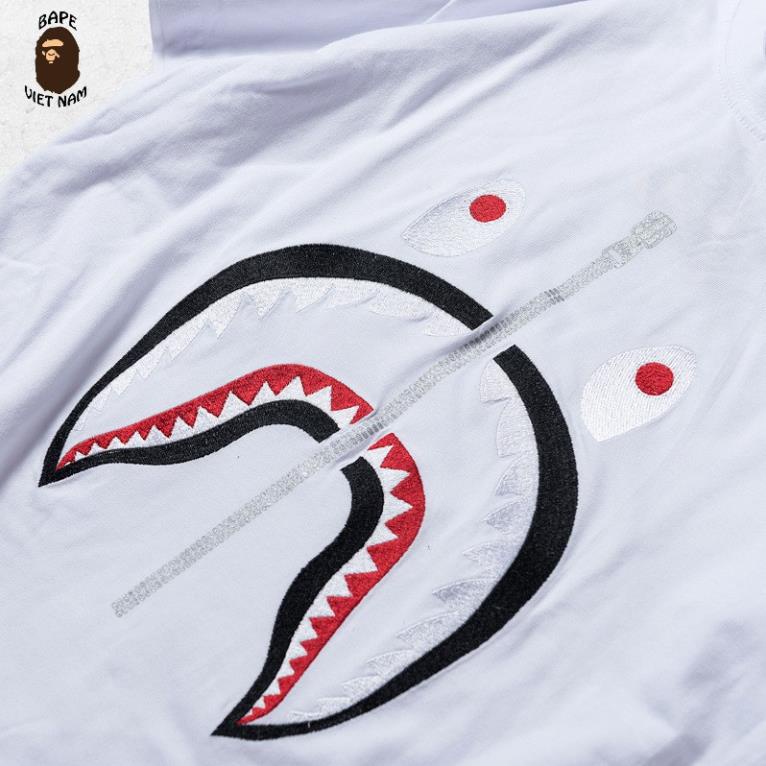 Tee Bape Shark chi tiết THÊU, áo thun Bape, Áo phông Bape chất Cotton màu đen, thêu Cao cấp SS2021 ;