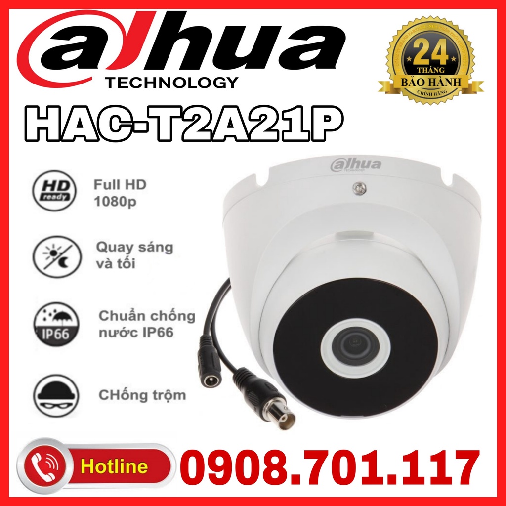 Camera Dome HDCVI hồng ngoại 2.0 Megapixel DAHUA HAC-T2A21P