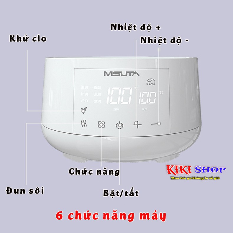 Máy hâm nước pha sữa Misuta, Máy hâm nước có điều khiển, giữ nhiệt 24h, Kiki shop