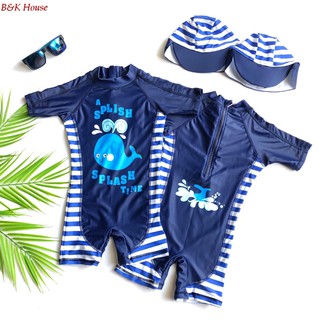 Đồ bơi bé trai liền mảnh + nón hình cá heo